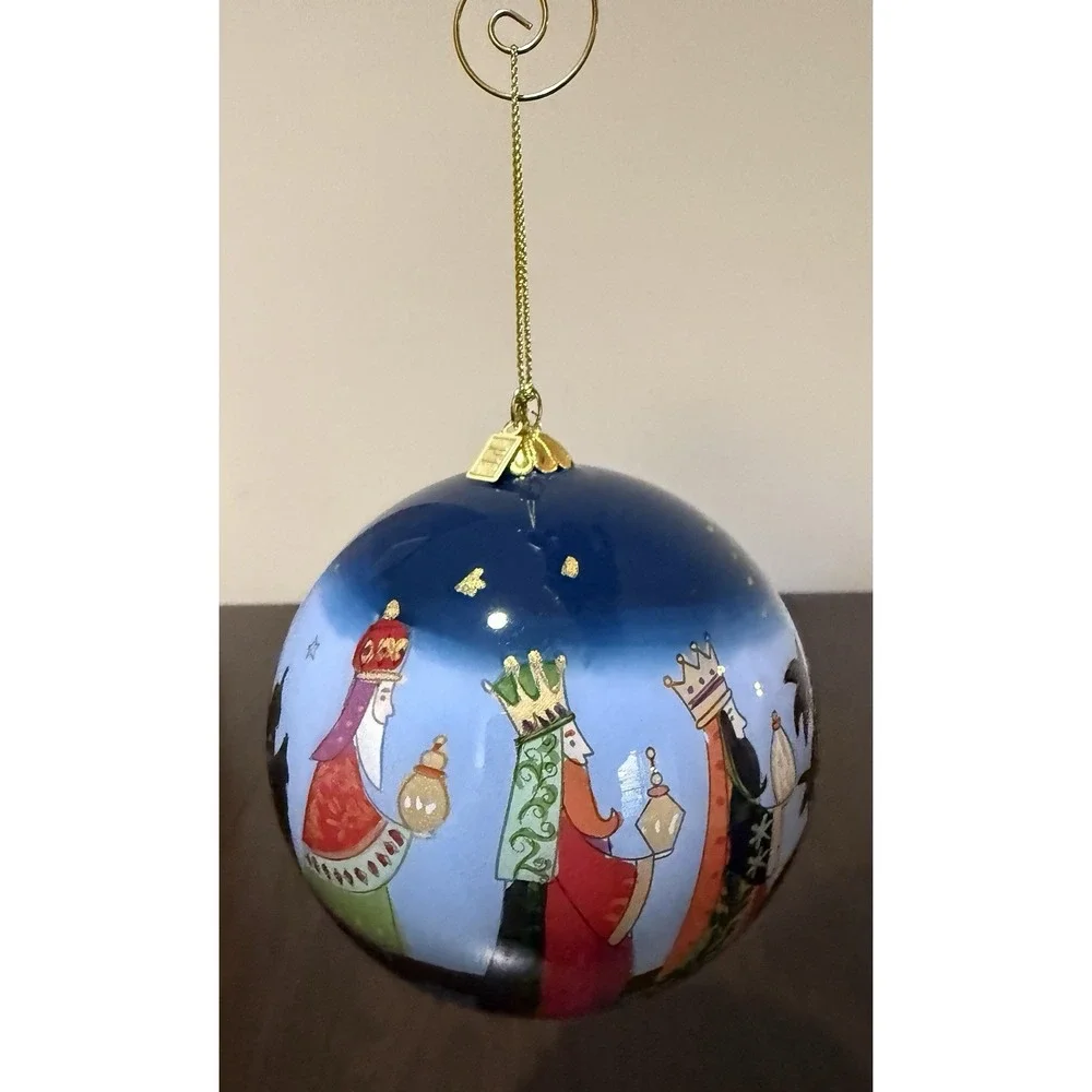 Pier 1 LI BIEN Manger Nativity Christmas Baby Jesus Glass Ornament, 2019